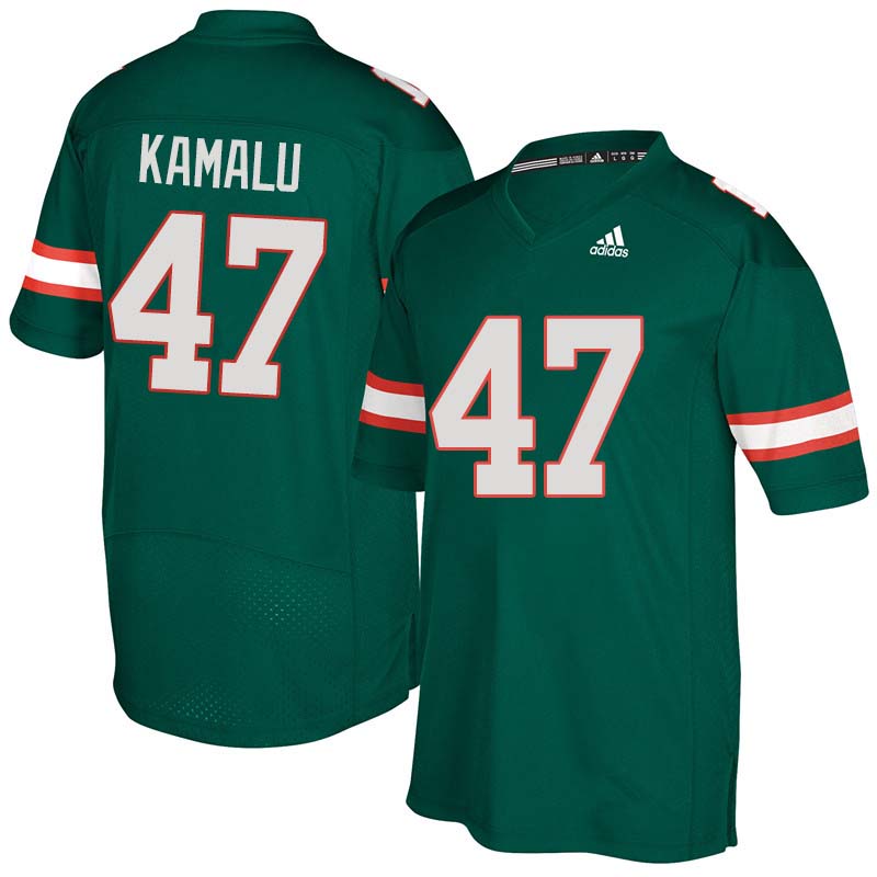 Adidas Miami Hurricanes #47 Ufomba Kamalu College Football Jerseys Sale-Green